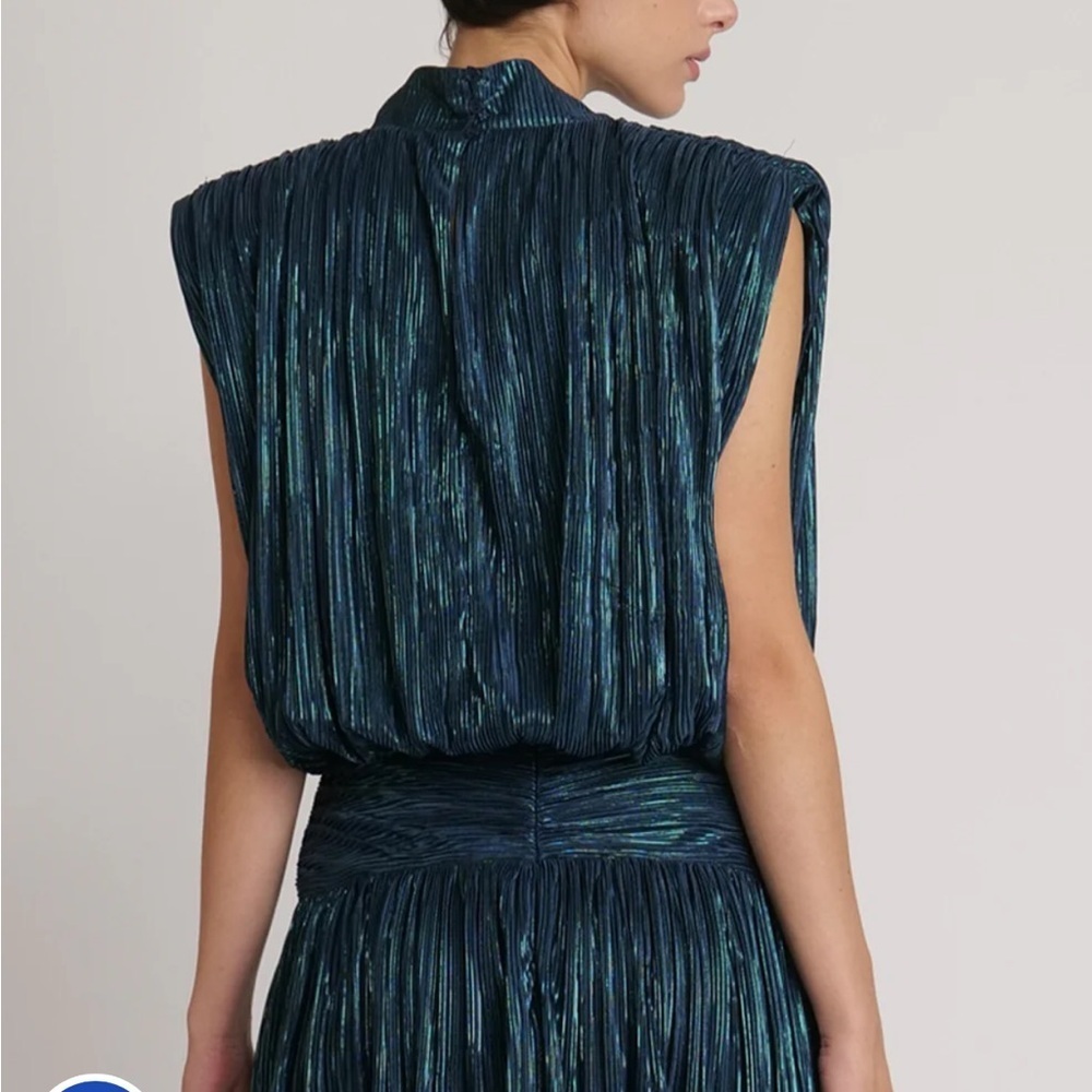 Sabina Musayev Spark Pleated Sleeveless Top in Dark Ocean Blue Size Medium NWT - Picture 3 of 13